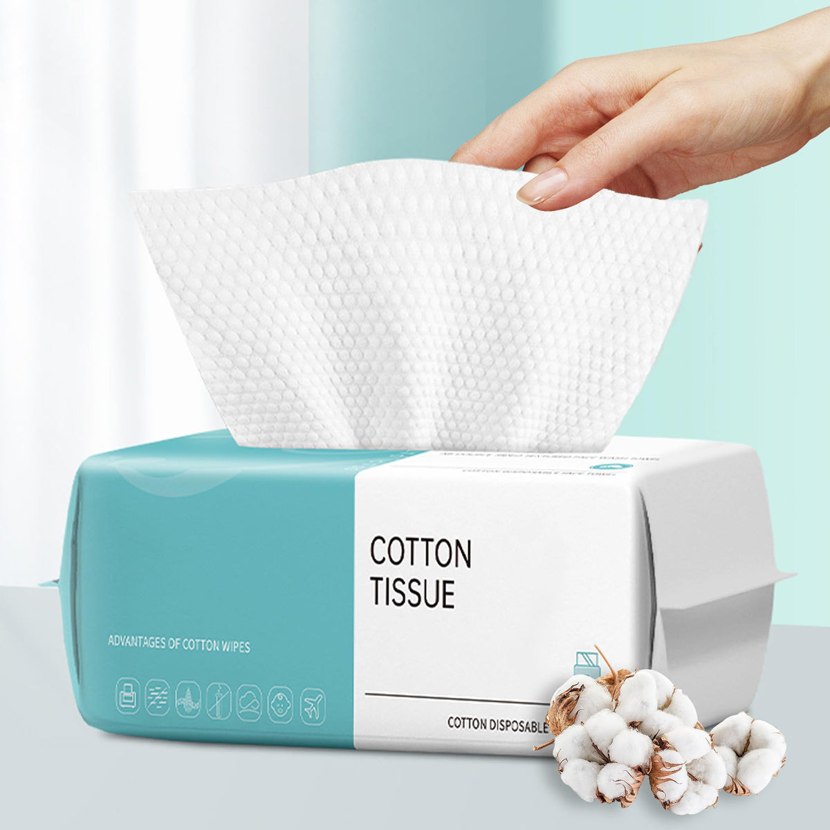 CHNLML disposable face towel pack front, compact for easy daily use and on-the-go cleansing