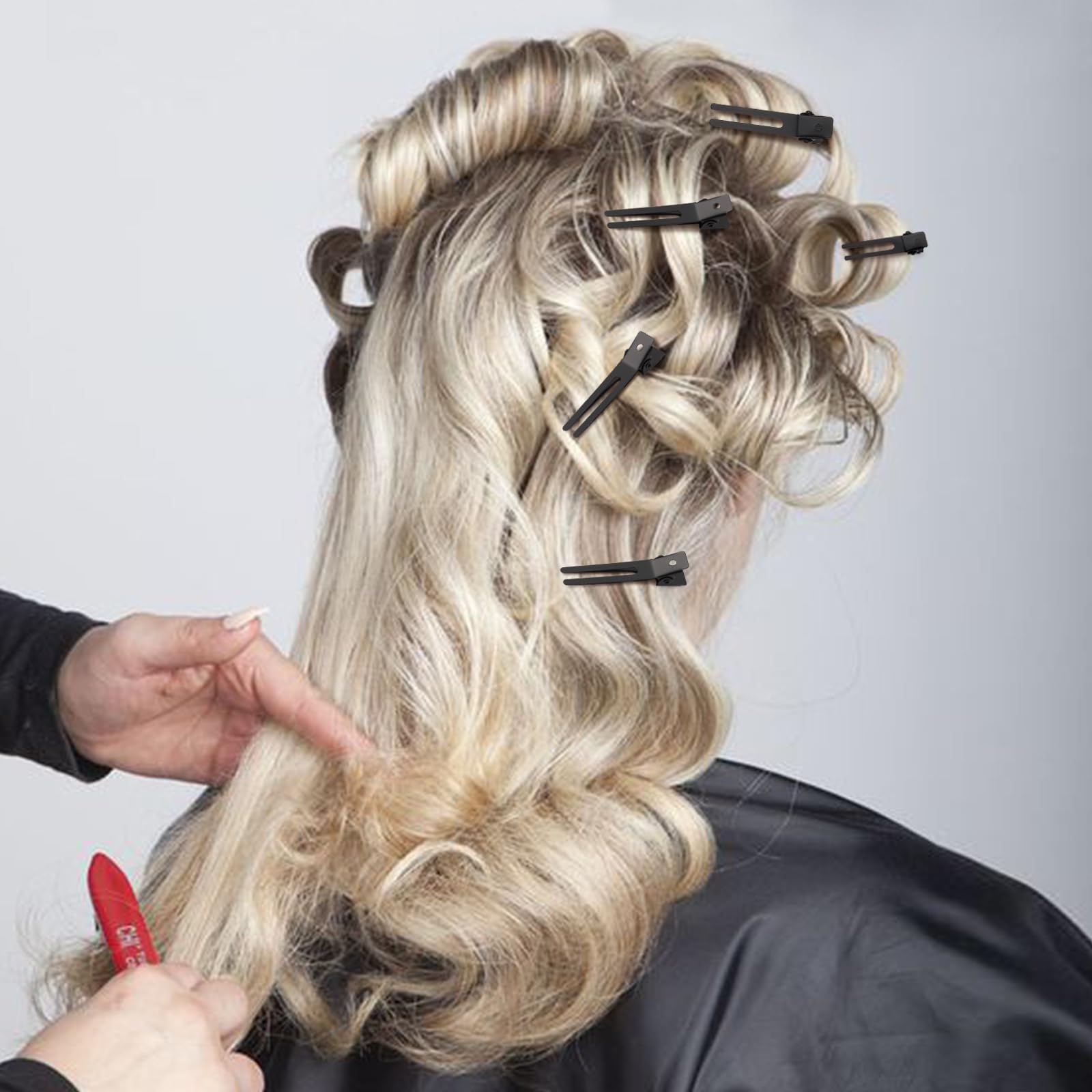 Choicbaby hair clip pack in use during professional styling