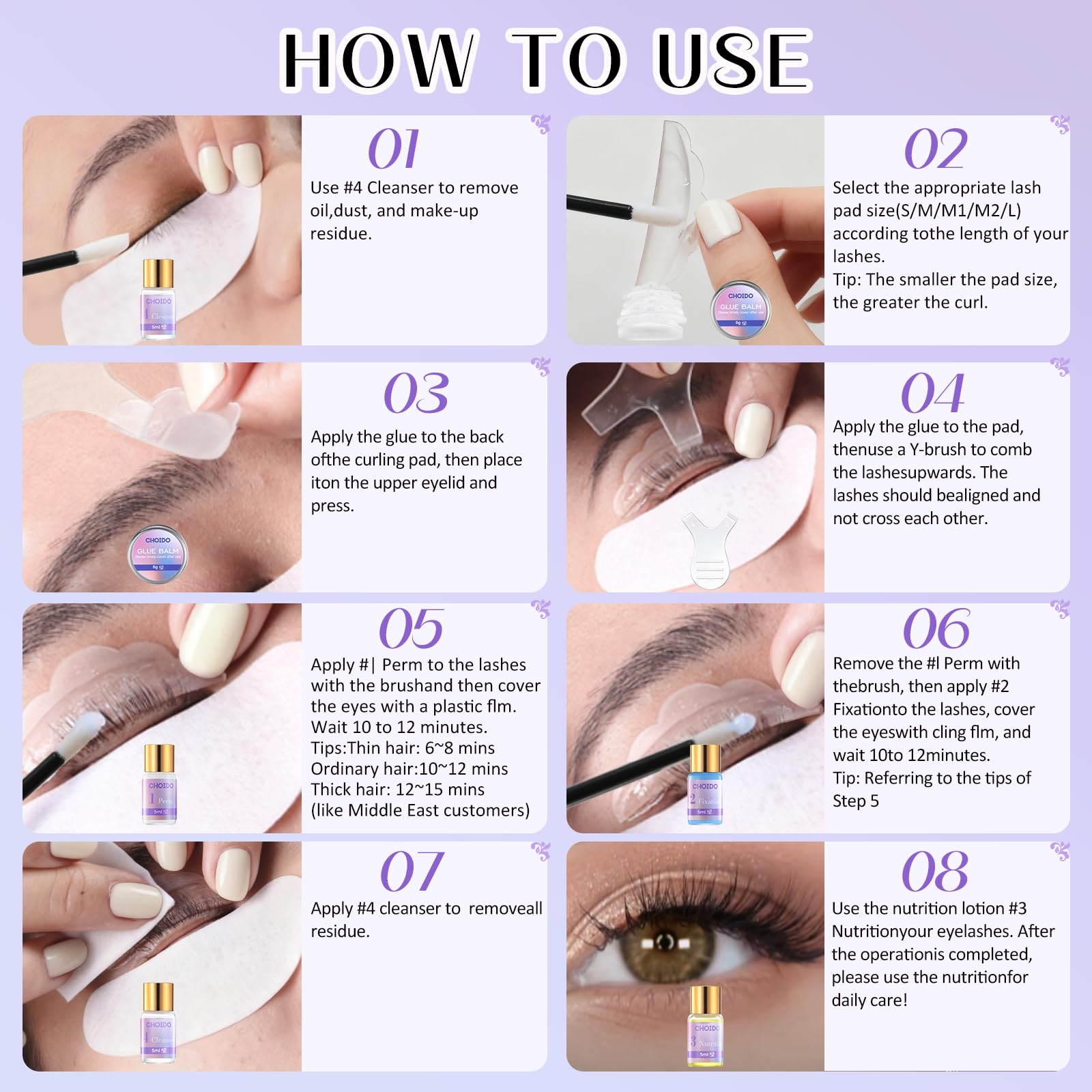 Choido nutrition serum nourishes lashes for healthier, shinier appearance.