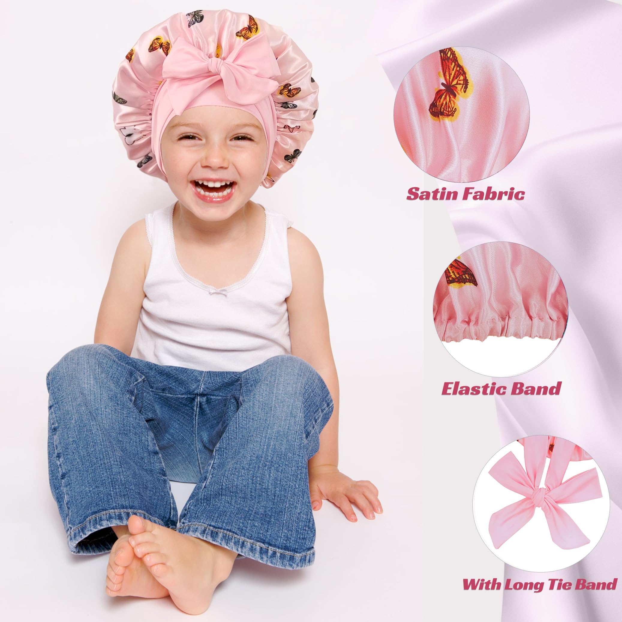 Conjunto de dos bonetes de choshion seda para niñas, ideal para rotación diaria.