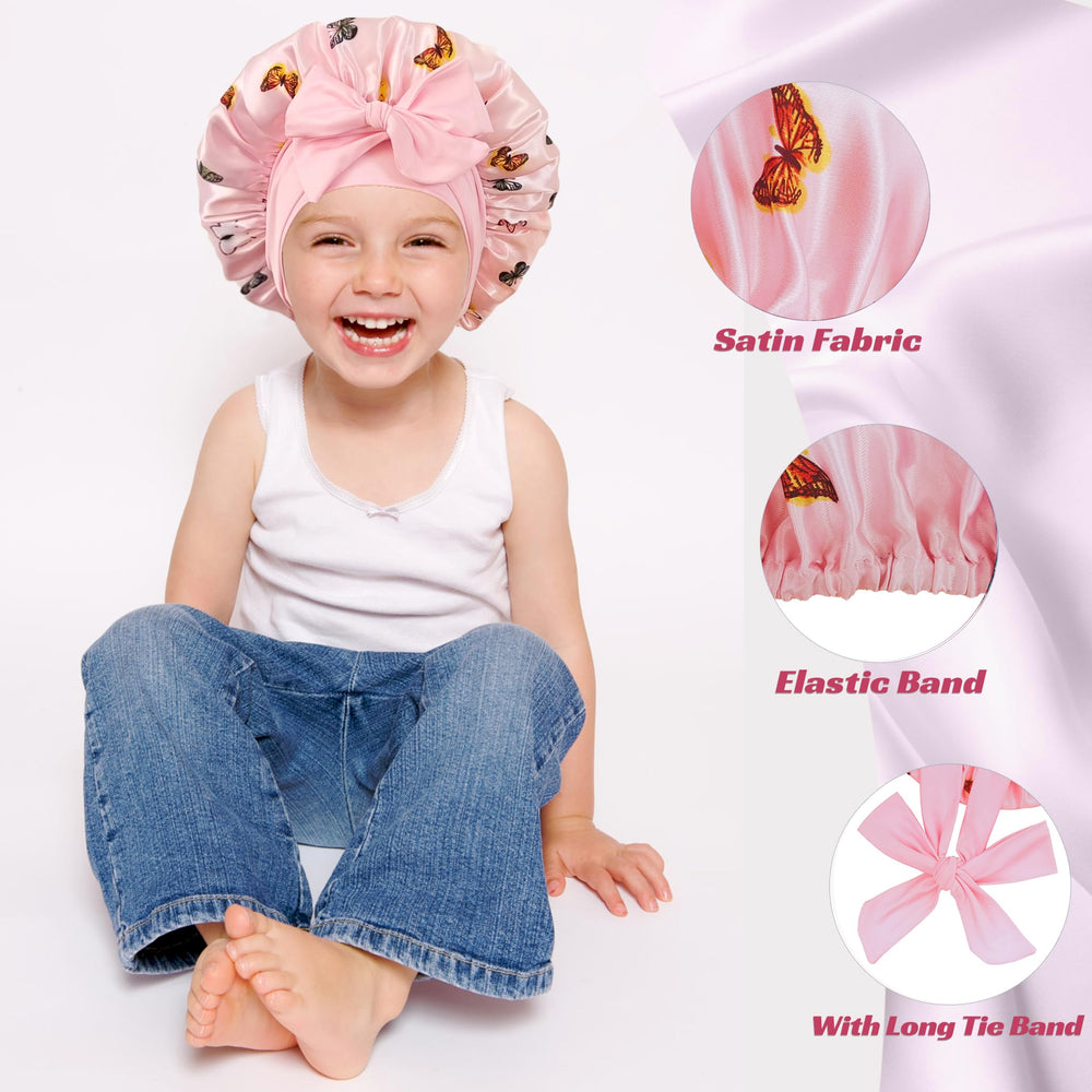 Conjunto de dos bonetes de choshion seda para niñas, ideal para rotación diaria.
