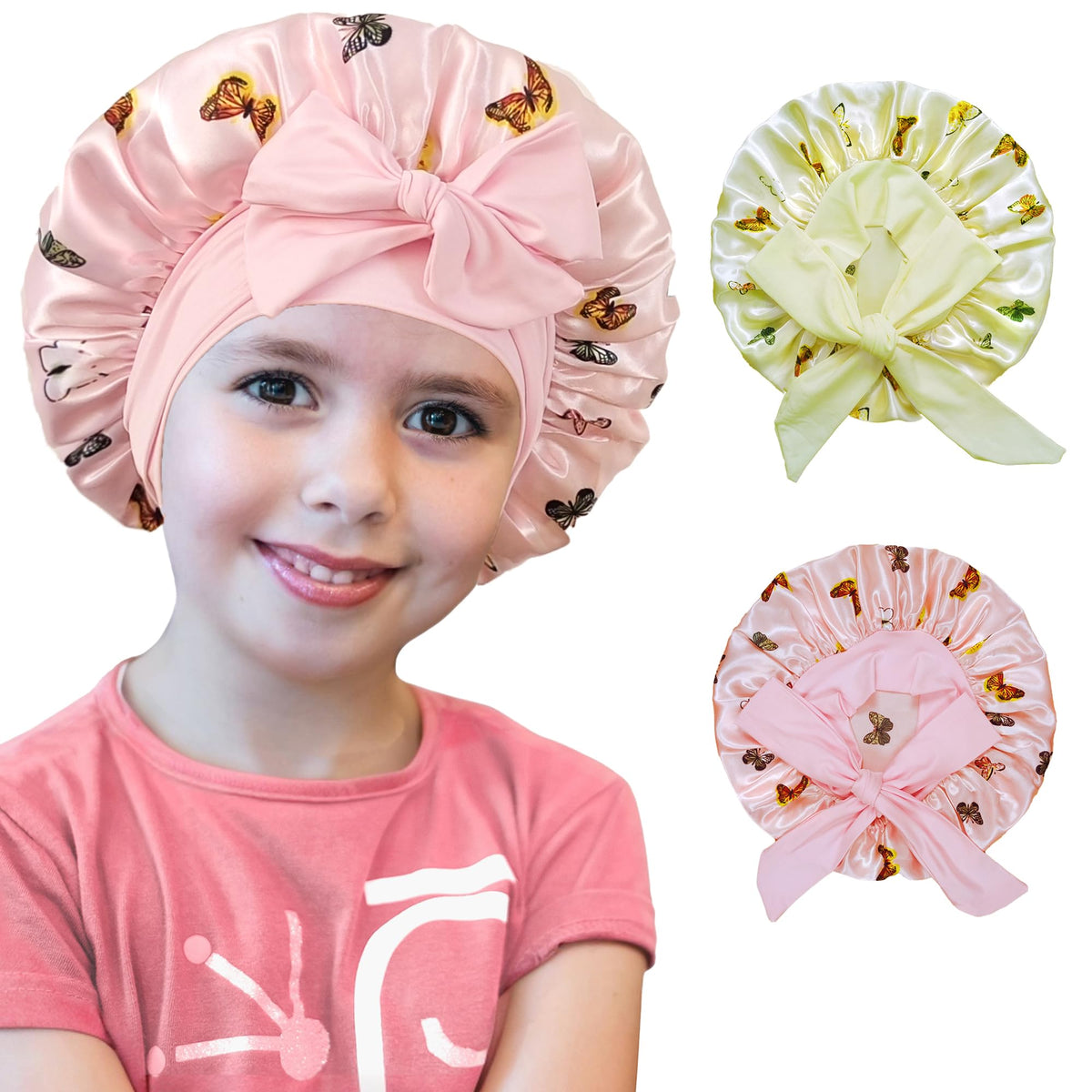 Bonete de choshion seda para niñas, dormir suave y menos fricción capilar.