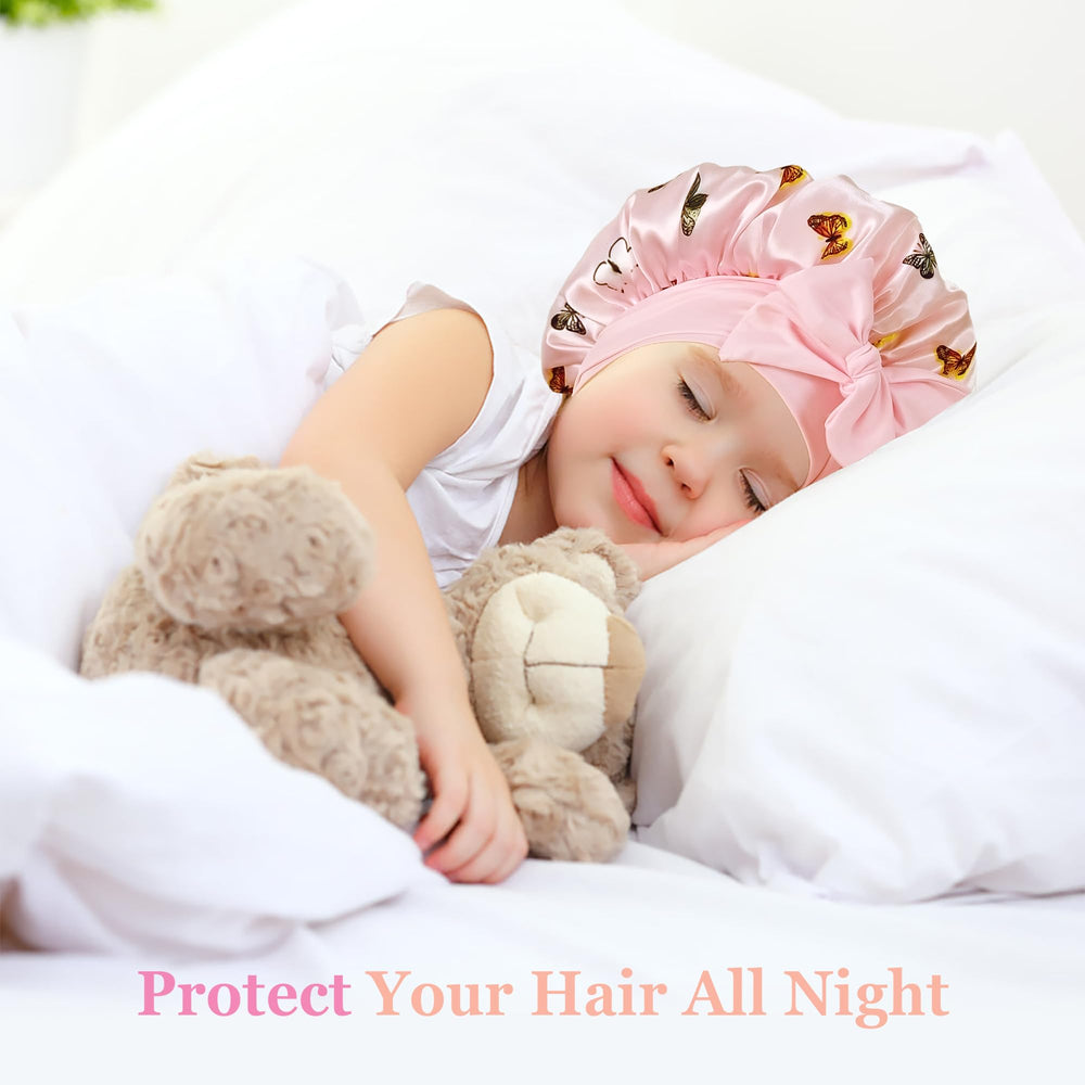 Bonete con lazo ajustable de choshion seda para niñas, se mantiene en su lugar durante la noche.