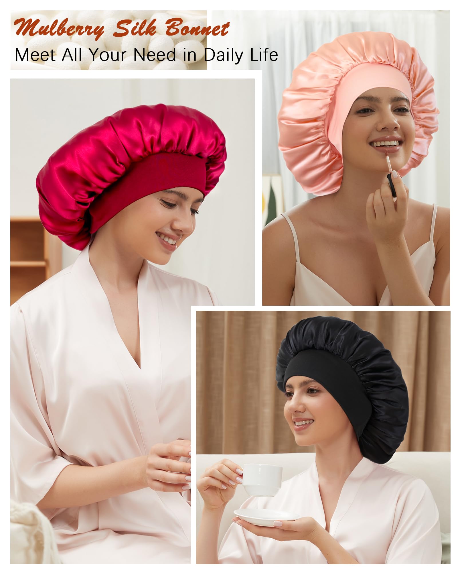 Choshion silk bonnet ideal during skincare or beauty routines.