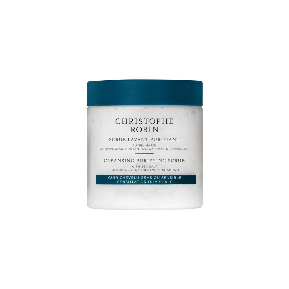 Christophe Robin exfoliante purificante para cuero cabelludo con sal marina, elimina residuos de productos