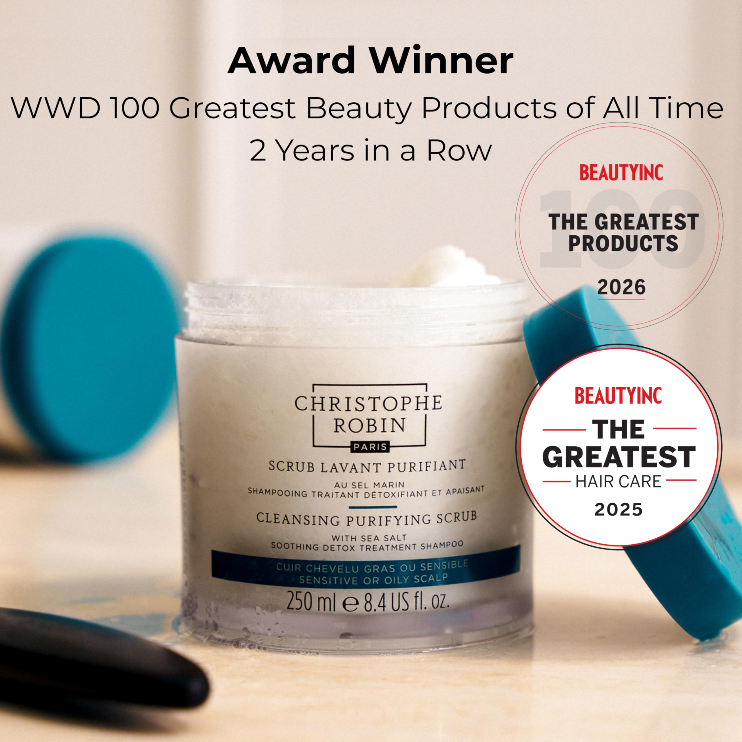 Christophe Robin Purifying Scalp Scrub texture highlights exfoliation for a balanced scalp