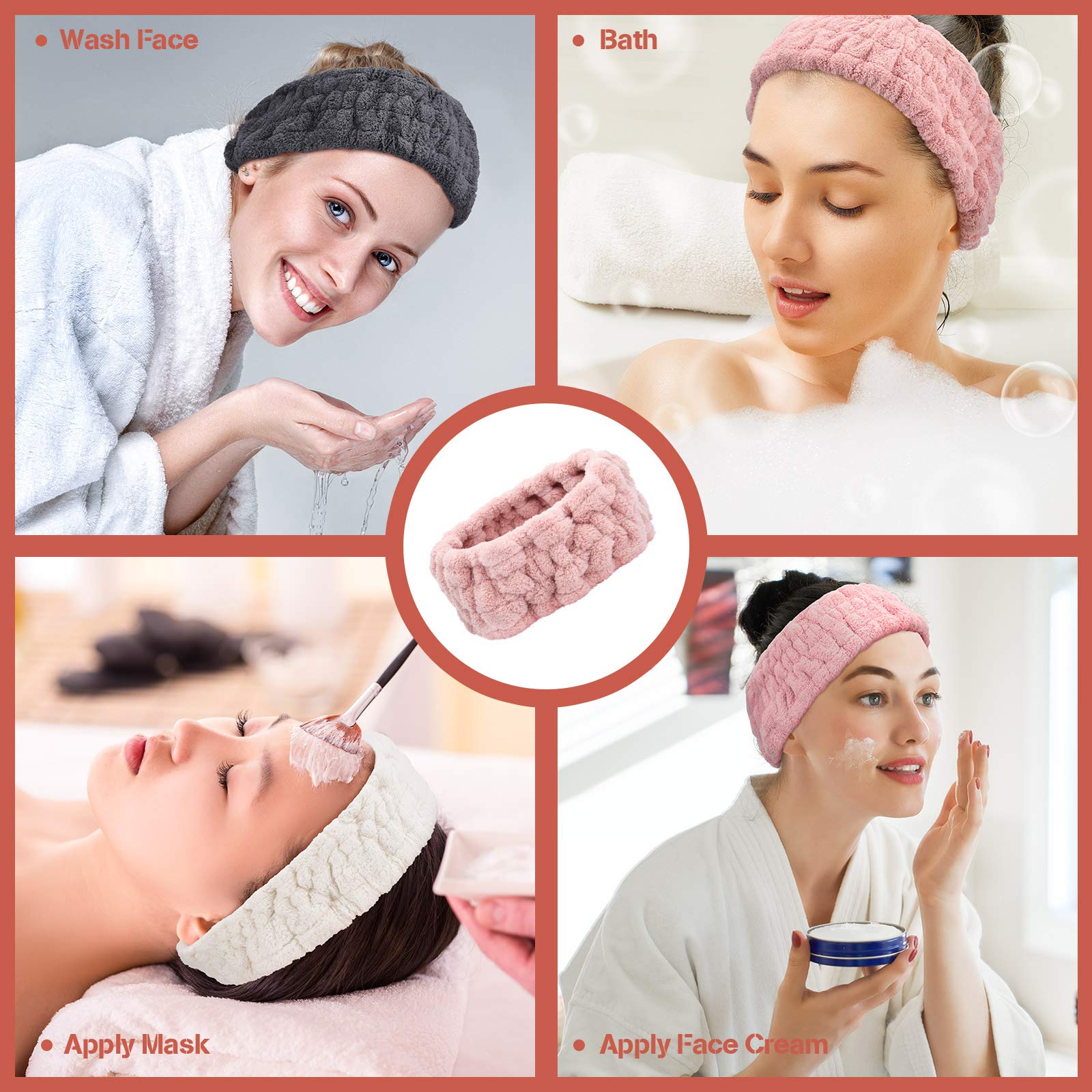 Chuangdi diadema spa gris oscuro, uso para yoga y cuidado diario.