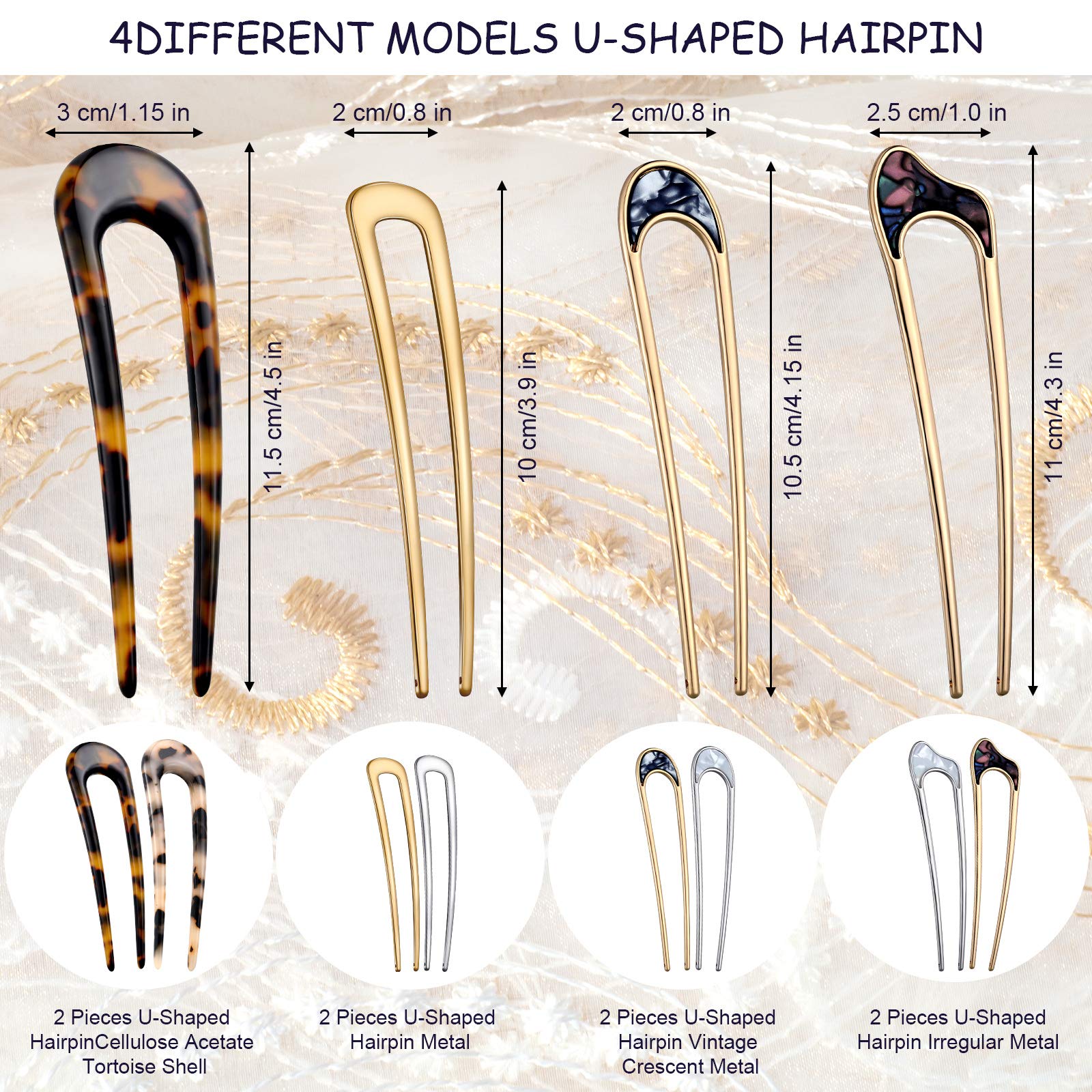 Chuangdi metal U-shaped hair pin with shiny finish for secure hold.