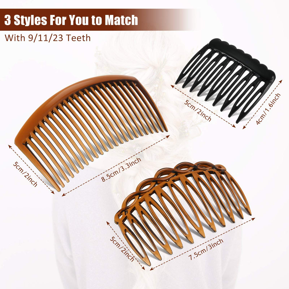 Chuangdi side comb 9-teeth in dark brown for gentle grip