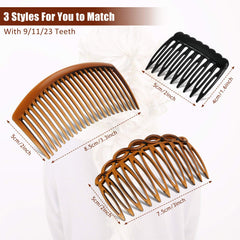 Chuangdi side comb 9-teeth in dark brown for gentle grip