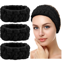 Chuangdi spa headband trio in black, ideal for facial care and hair management.