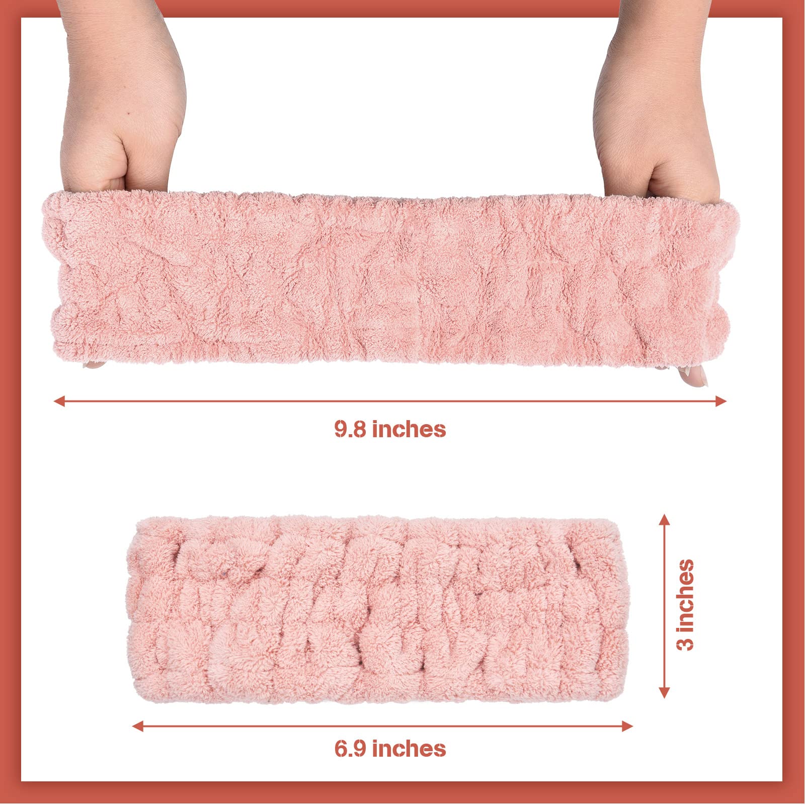 Chuangdi spa headband pink close-up highlights fluffy absorbent fabric