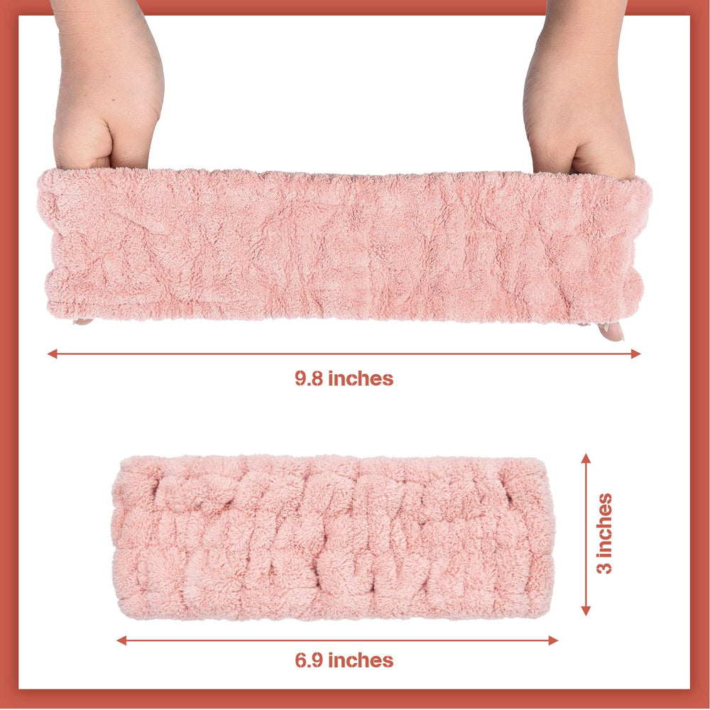 Chuangdi spa headband pink close-up highlights fluffy absorbent fabric