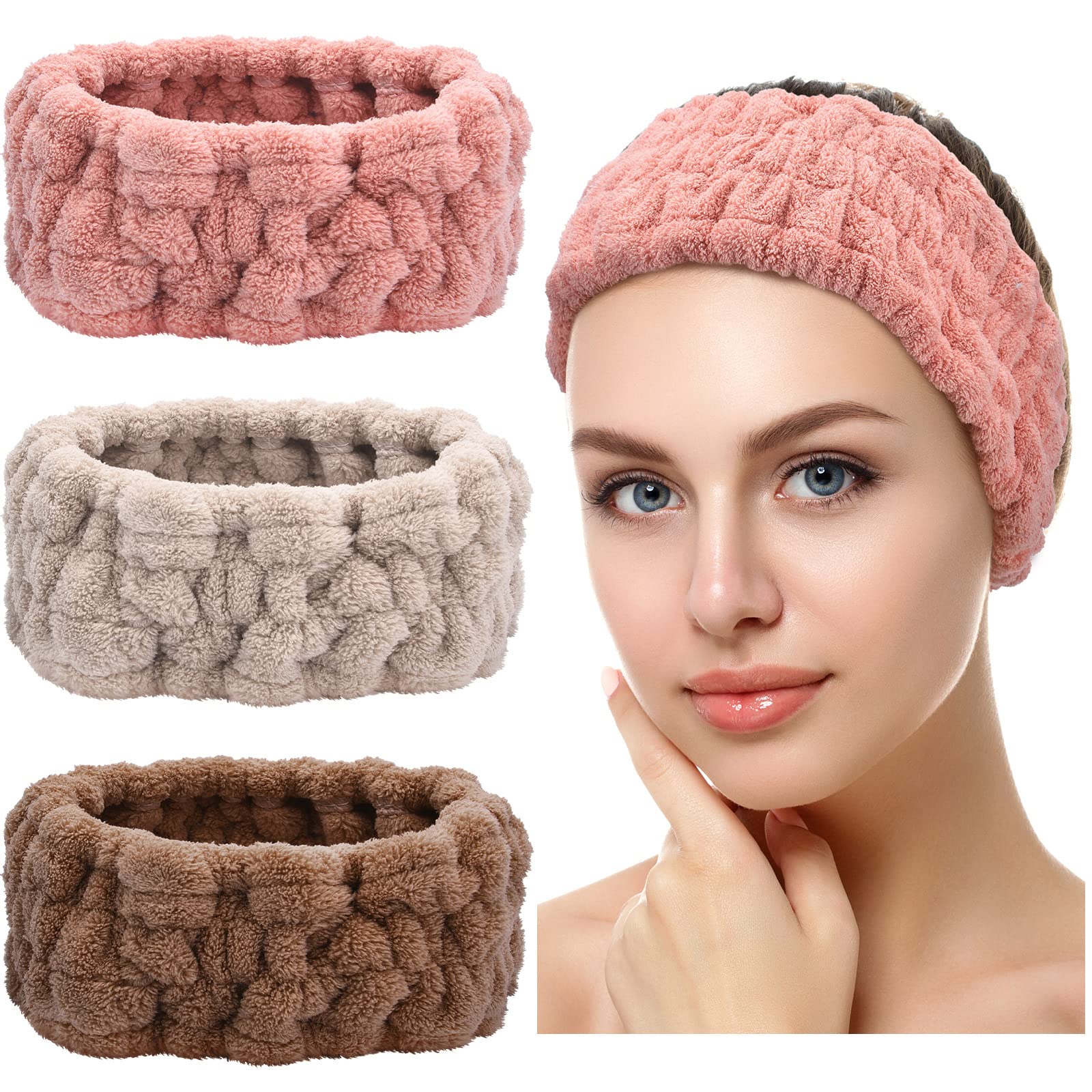 Chuangdi spa headband pink keeps hair away during facial care