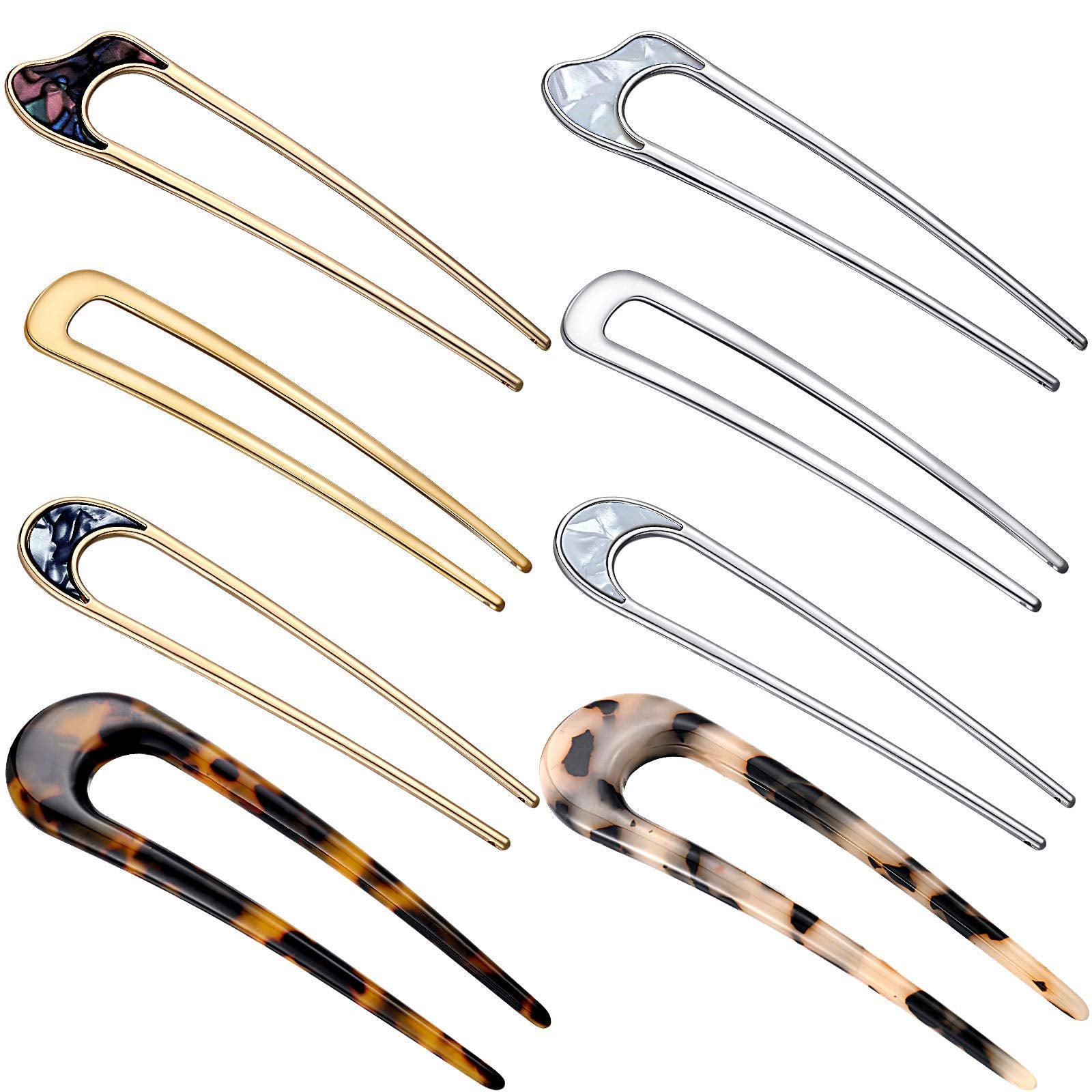 Chuangdi U-shaped hair pin set featuring bun-styling patterns for versatile hairstyles.