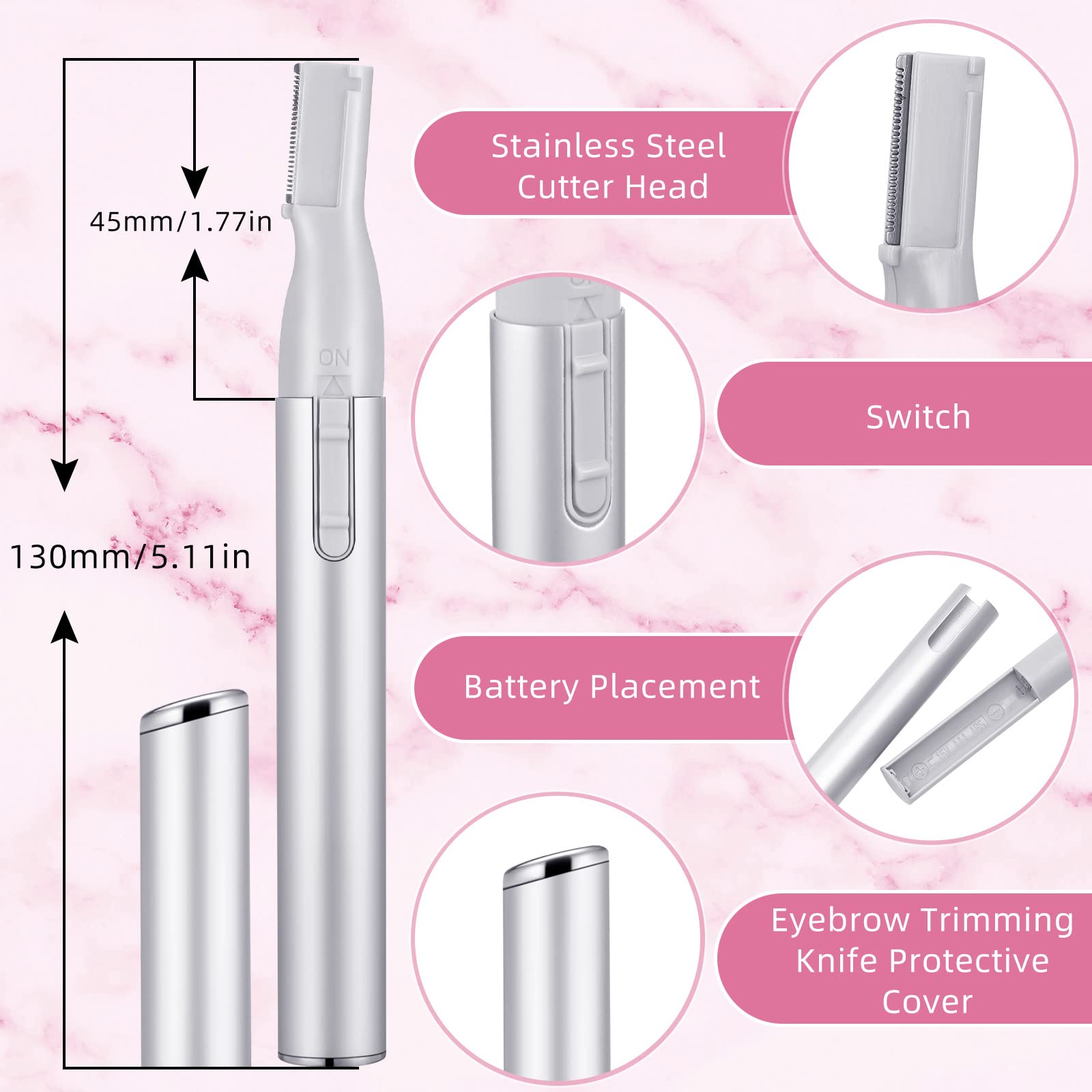 Chumia eyebrow trimmer in silver with precision blade for clean shaping.