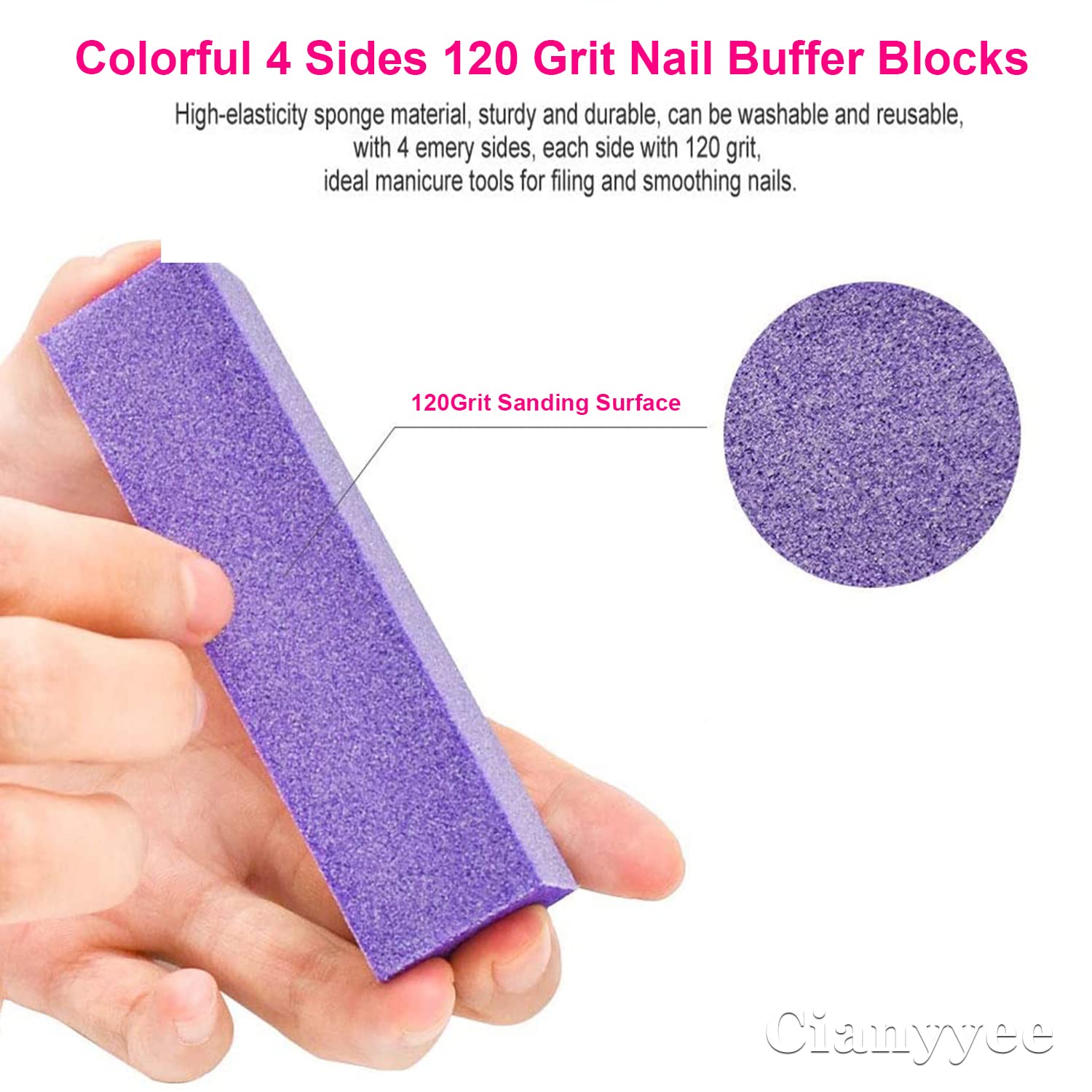 Cianyyee semicircle nail file design for comfortable, precise filing
