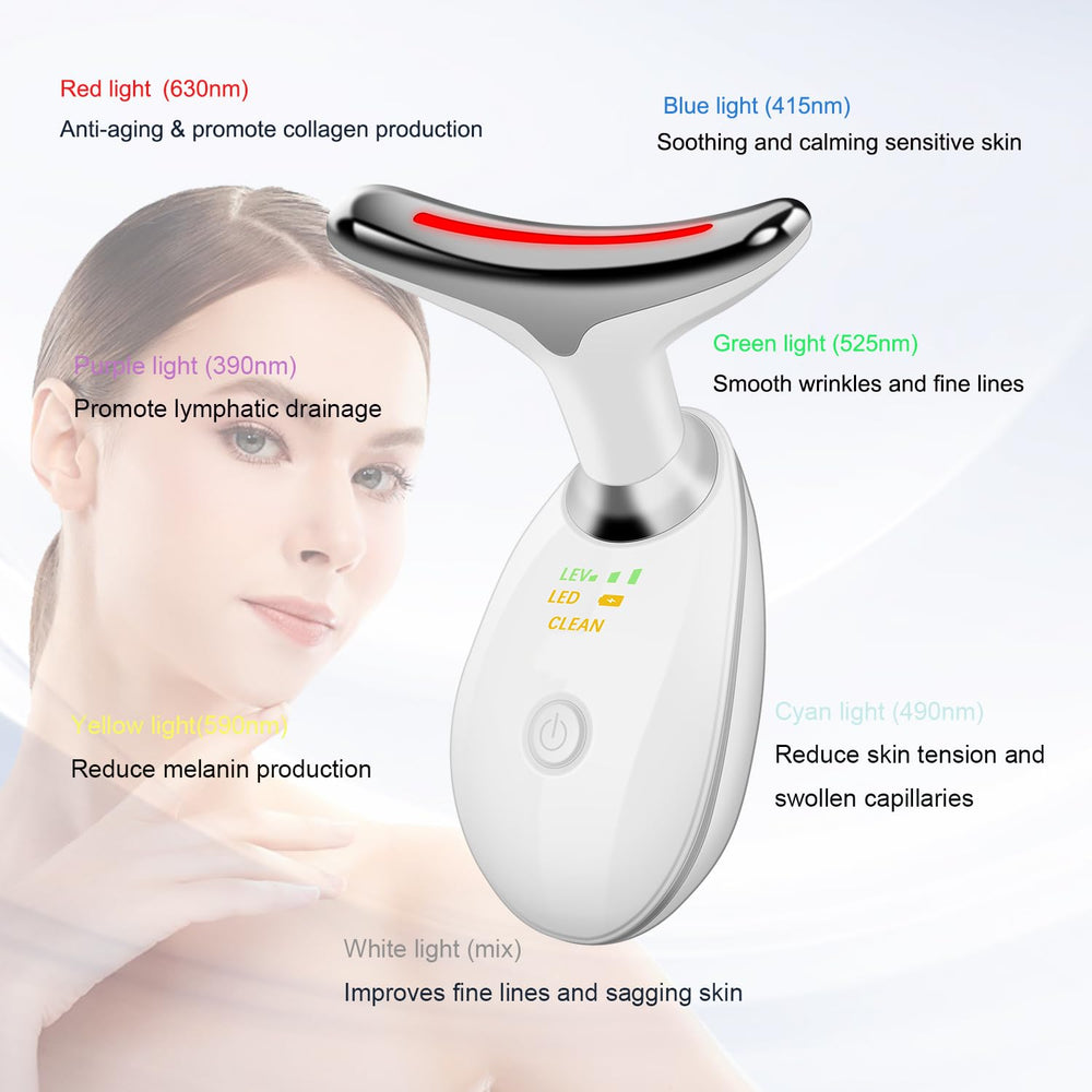 Cibqun Face-Neck Massager LED lights for targeted skin care sessions.