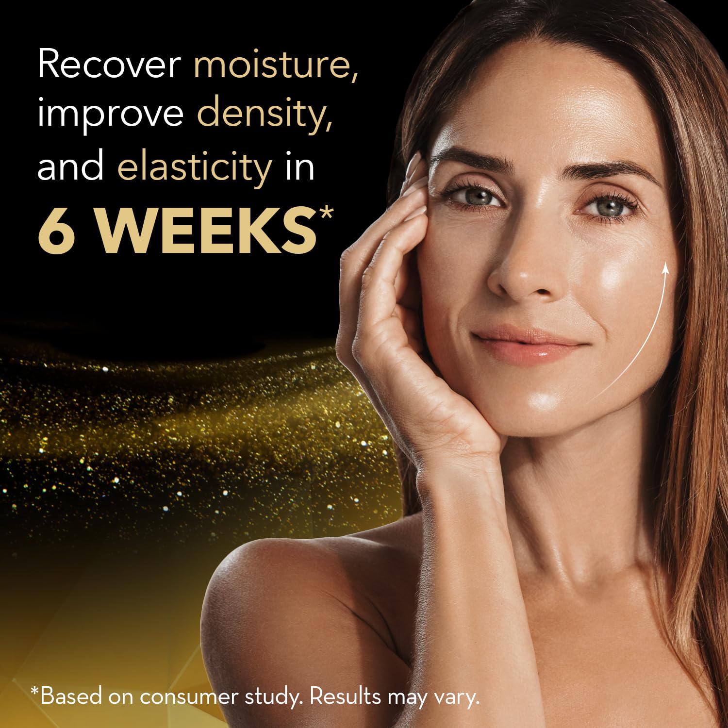 Peptide formula bottle of Cicatricure Gold Lift highlighting firmness and radiance.