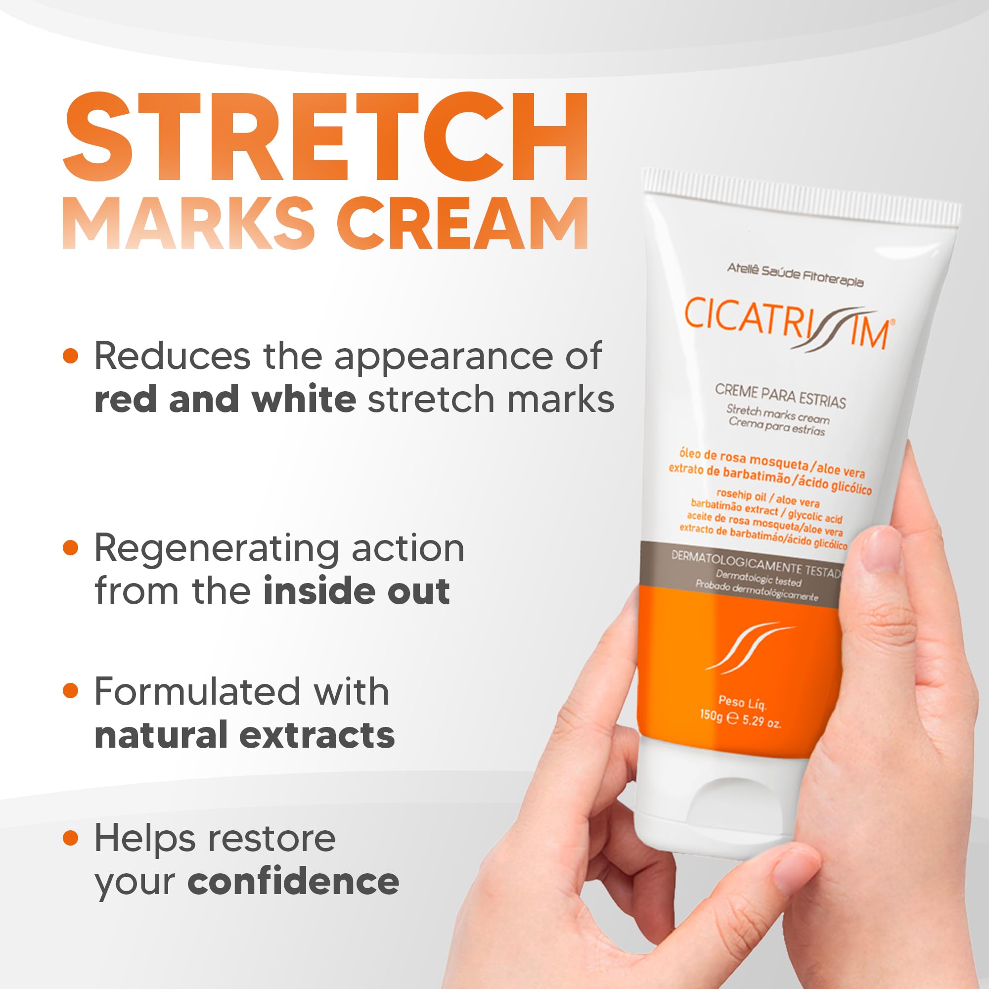 Cicatrissim on white striae helping even skin tone over time