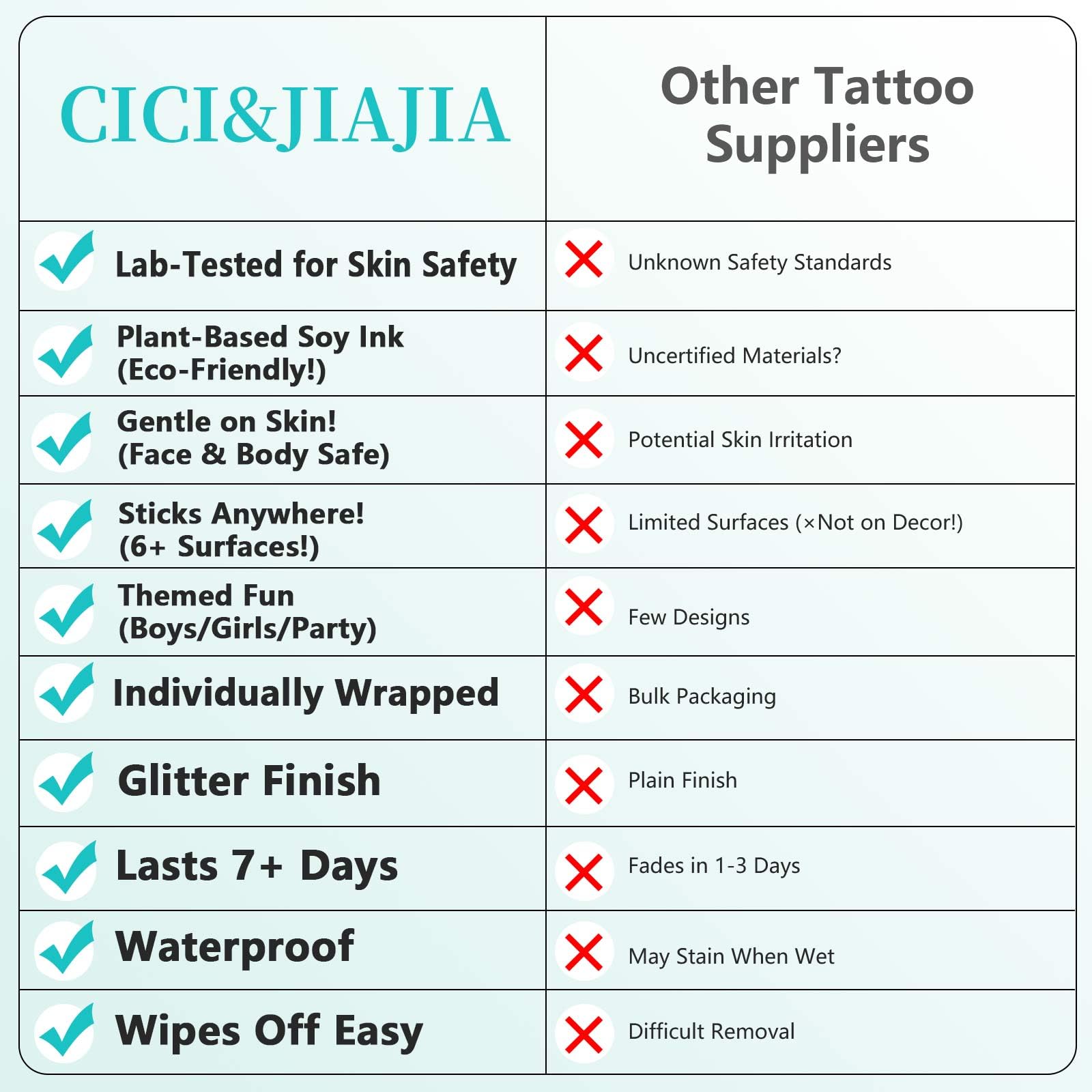 Tatuaje glitter CICI&JIAJIA Colección para fiestas y decoraciones