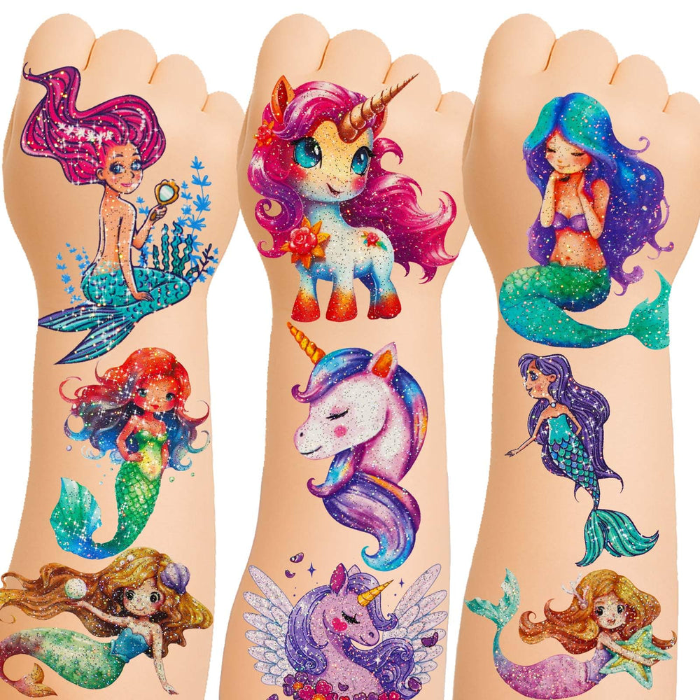 Tatuaje glitter CICI&JIAJIA Sirena para fiestas infantiles y creatividad segura