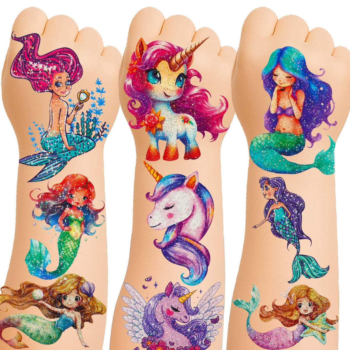 Tatuaje glitter CICI&JIAJIA Sirena para fiestas infantiles y creatividad segura