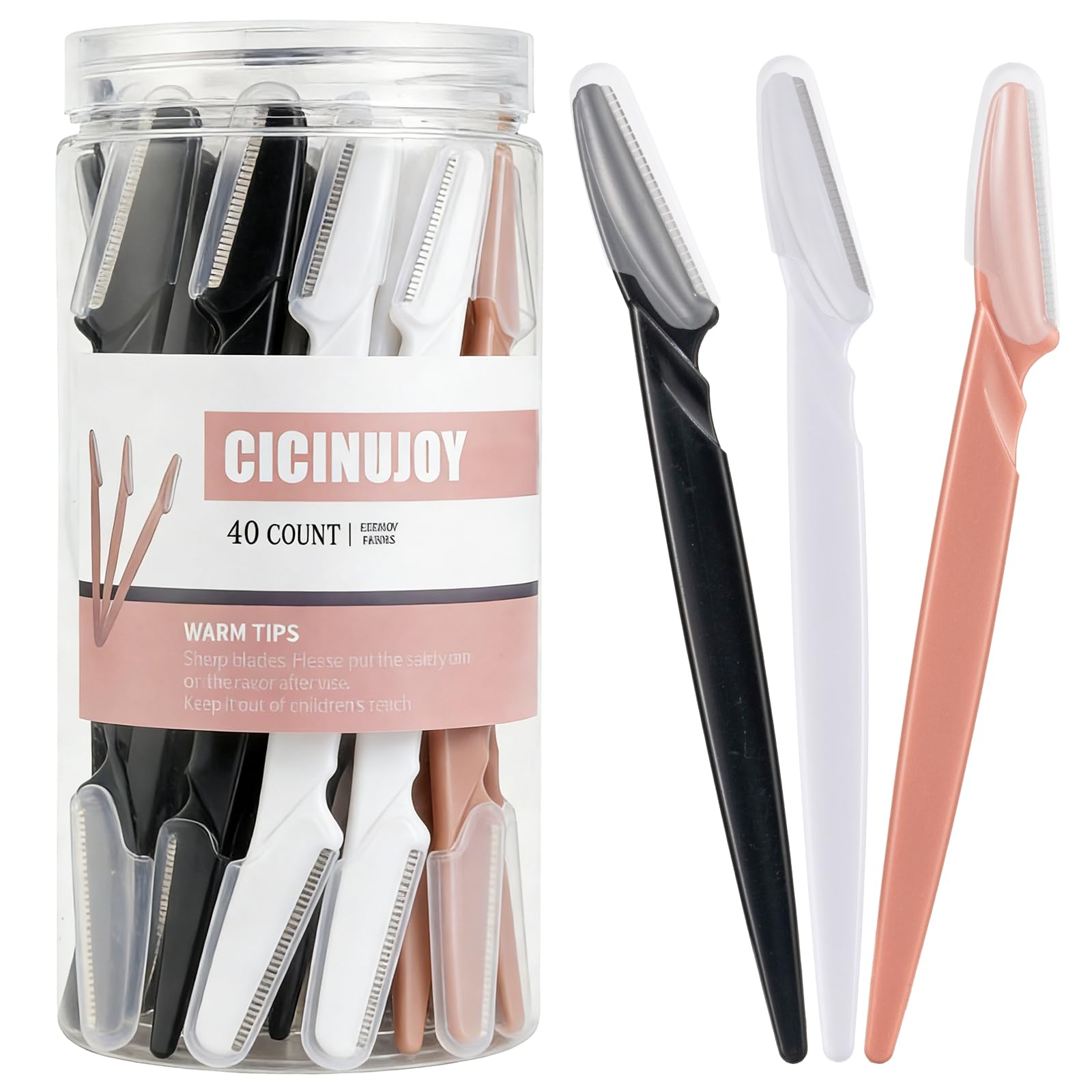 CICINUJOY eyebrow razor kit packaging in a clear case for portable storage