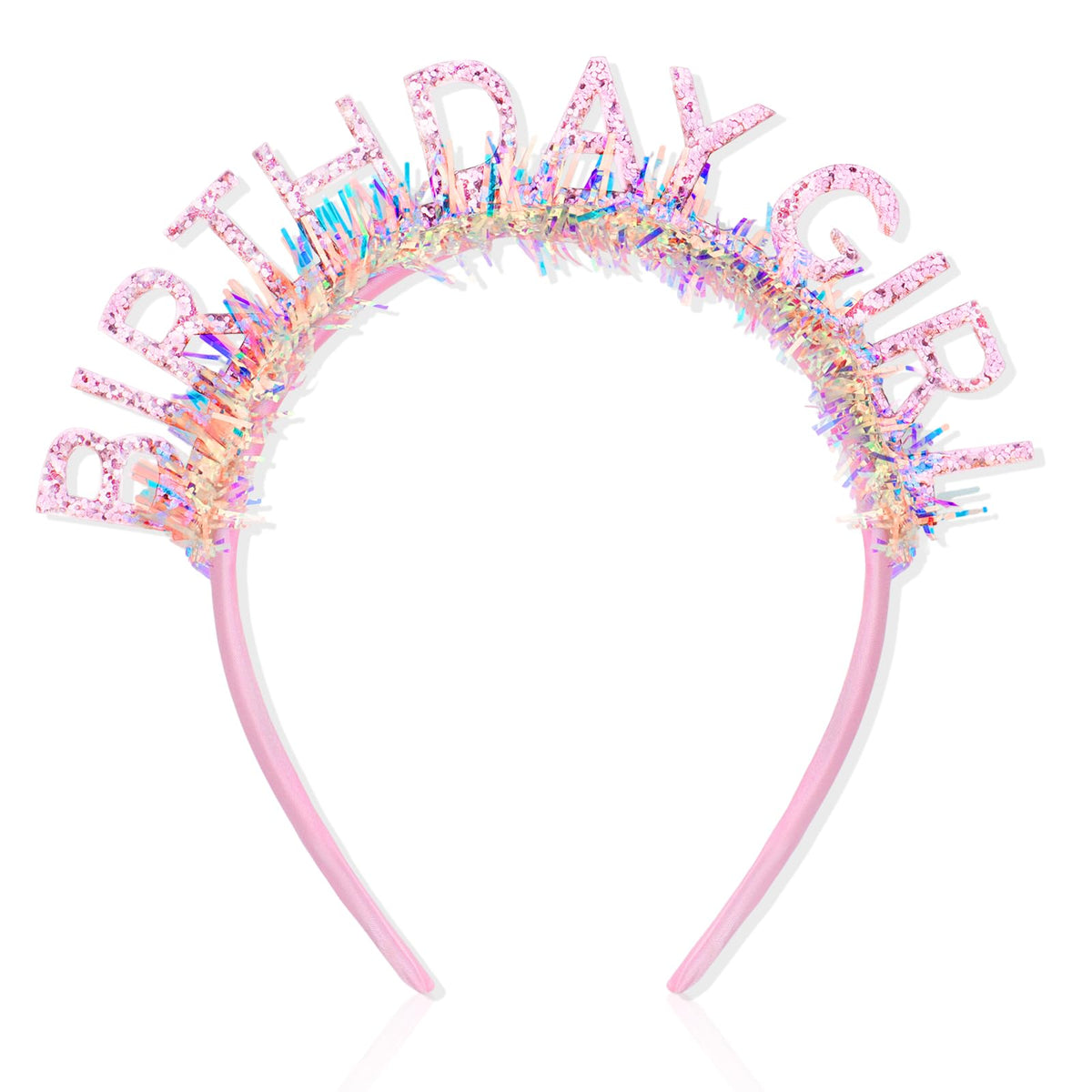 CIEHER birthday girl headband with pink glitter tiara for festive party styling