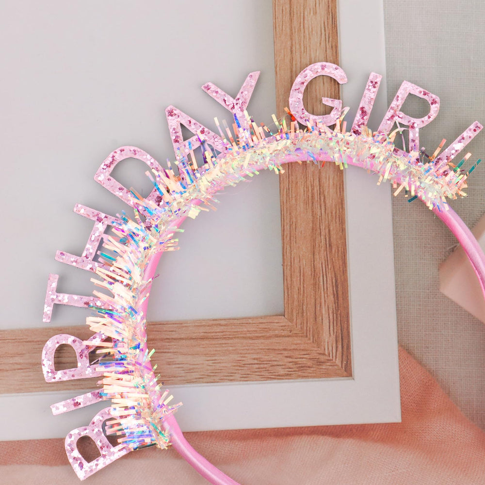 CIEHER pink tiara worn during birthday party decoration for a standout moment