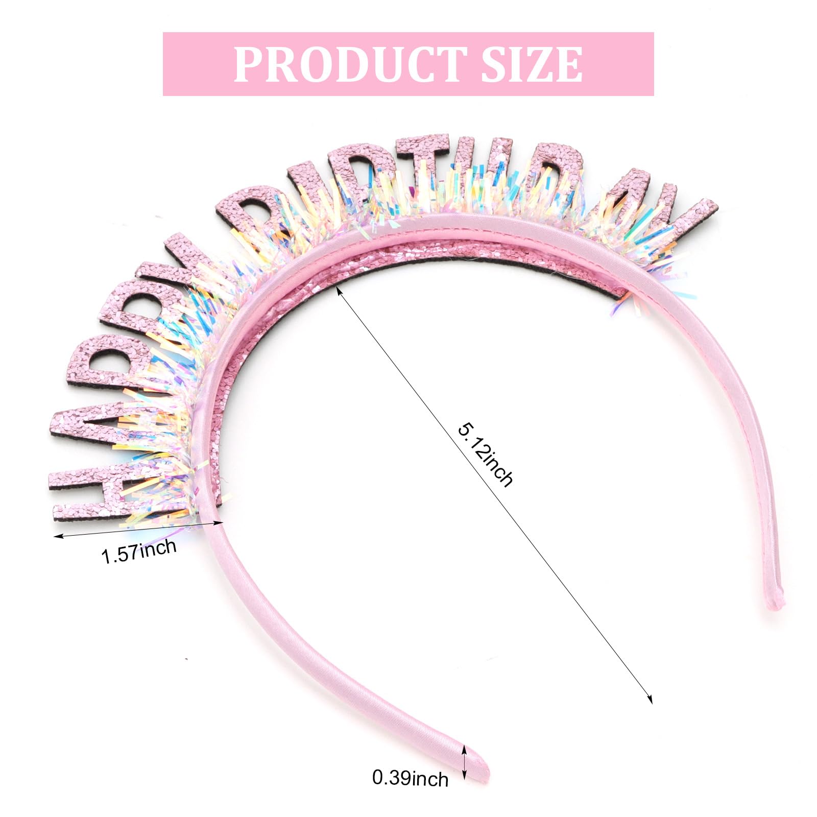 Diadema CIEHER ajustable para cabezas, aporta brillo rosado en fiestas.