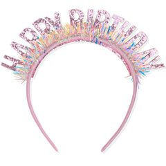 Diadema CIEHER para cumpleaños con brillo rosa, añade un toque festivo a la celebración.