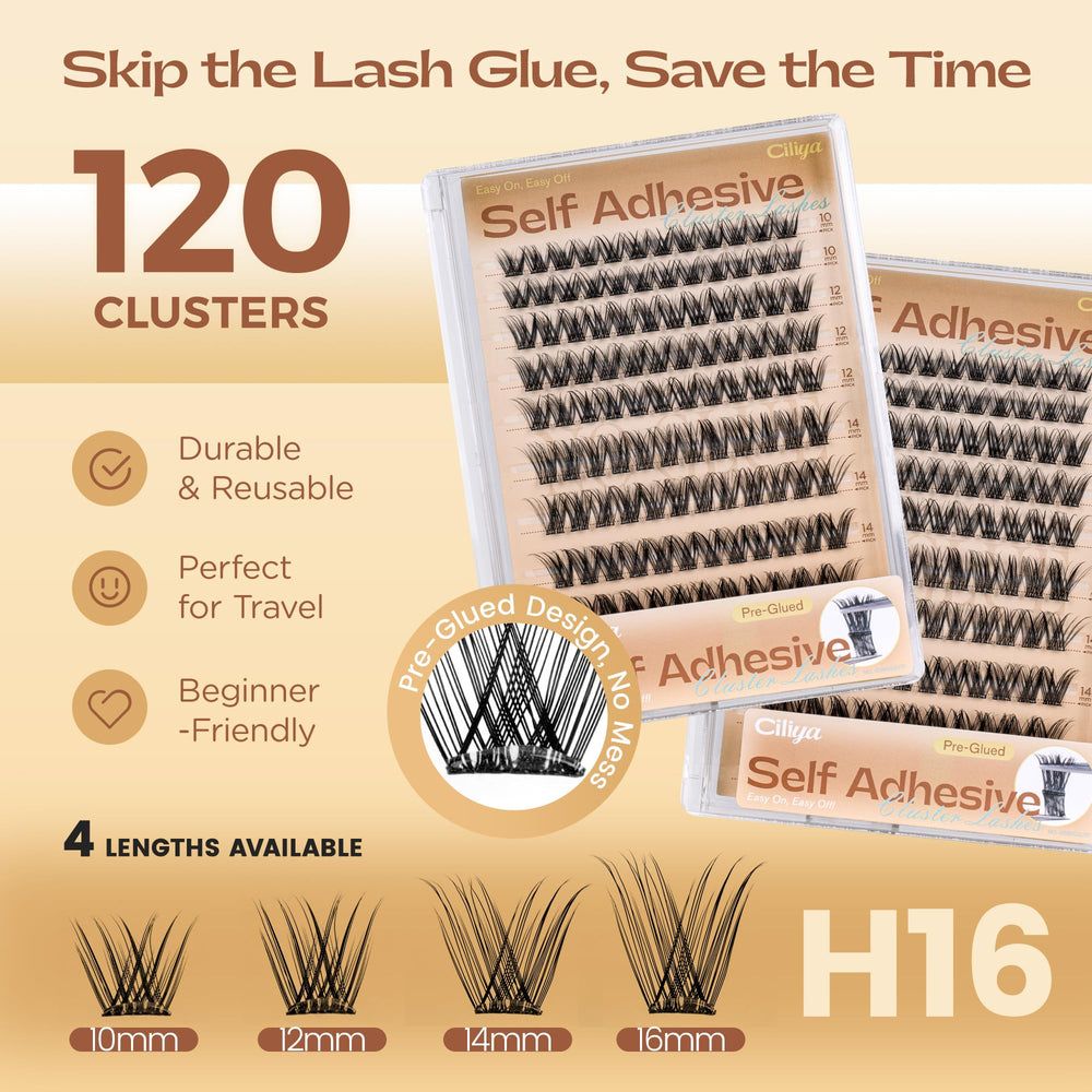 CILIYA pre-glued lash clusters provide effortless, mess-free application