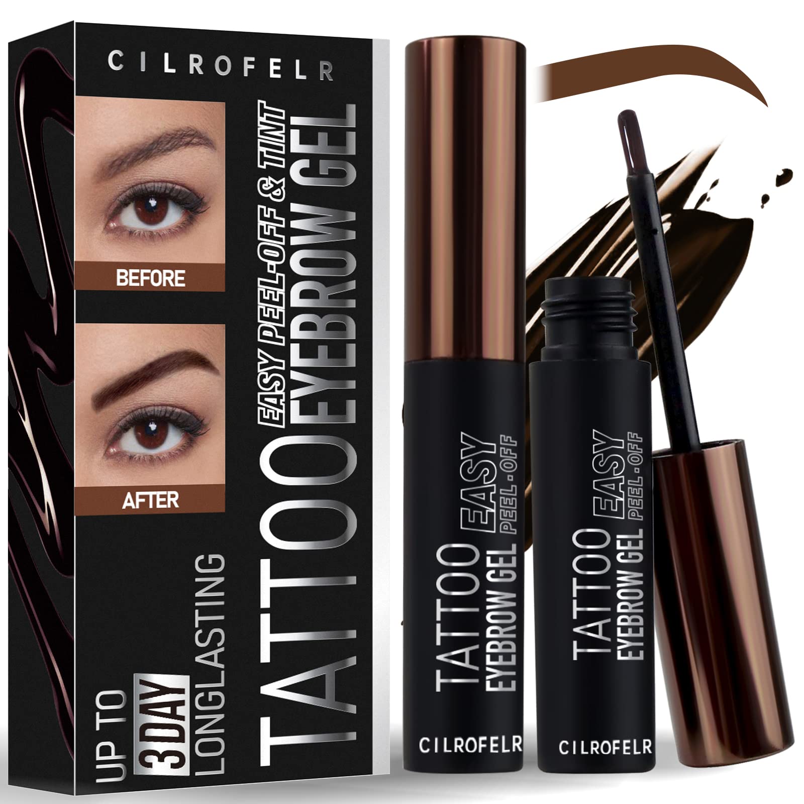Cilrofelr Gel Tatuaje Despegable para cejas con definición natural.