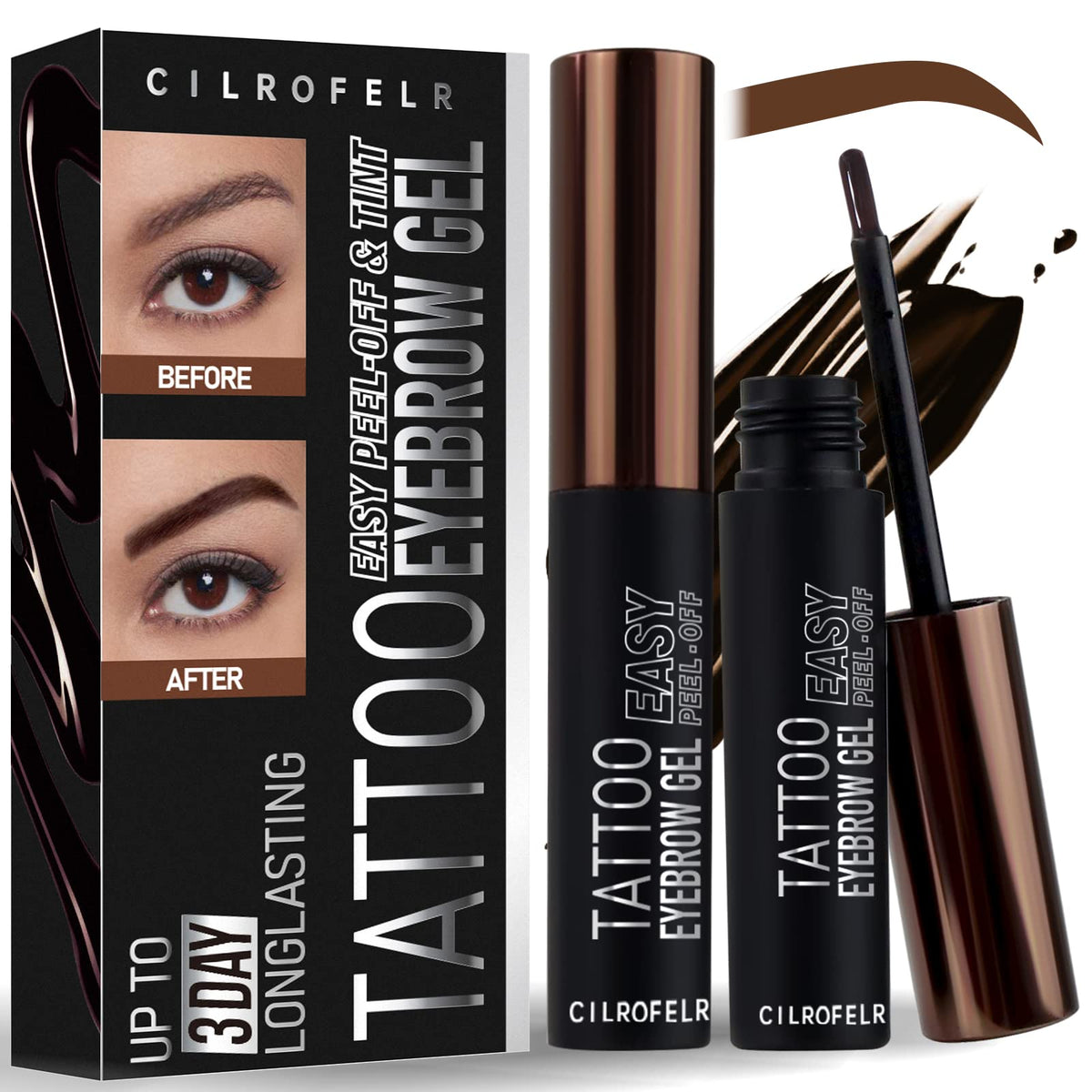 Cilrofelr Gel Tatuaje Despegable para cejas con definición natural.