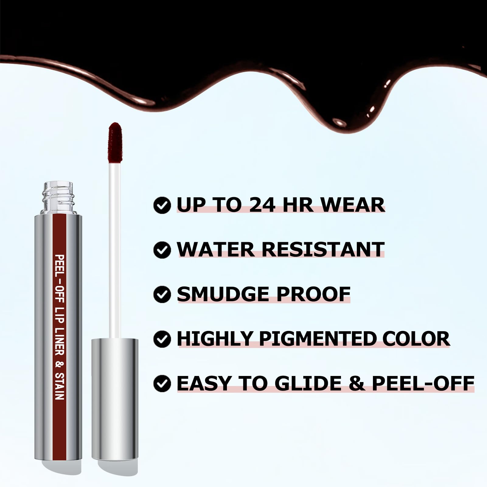 Cilrofelr delineador labial desprendible, aplicación precisa para delinear y rellenar.