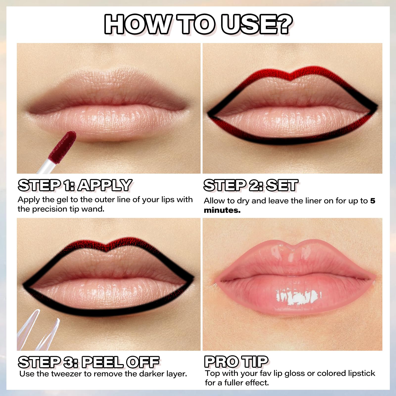 Cilrofelr delineador labial nude-rosado para un look suave.