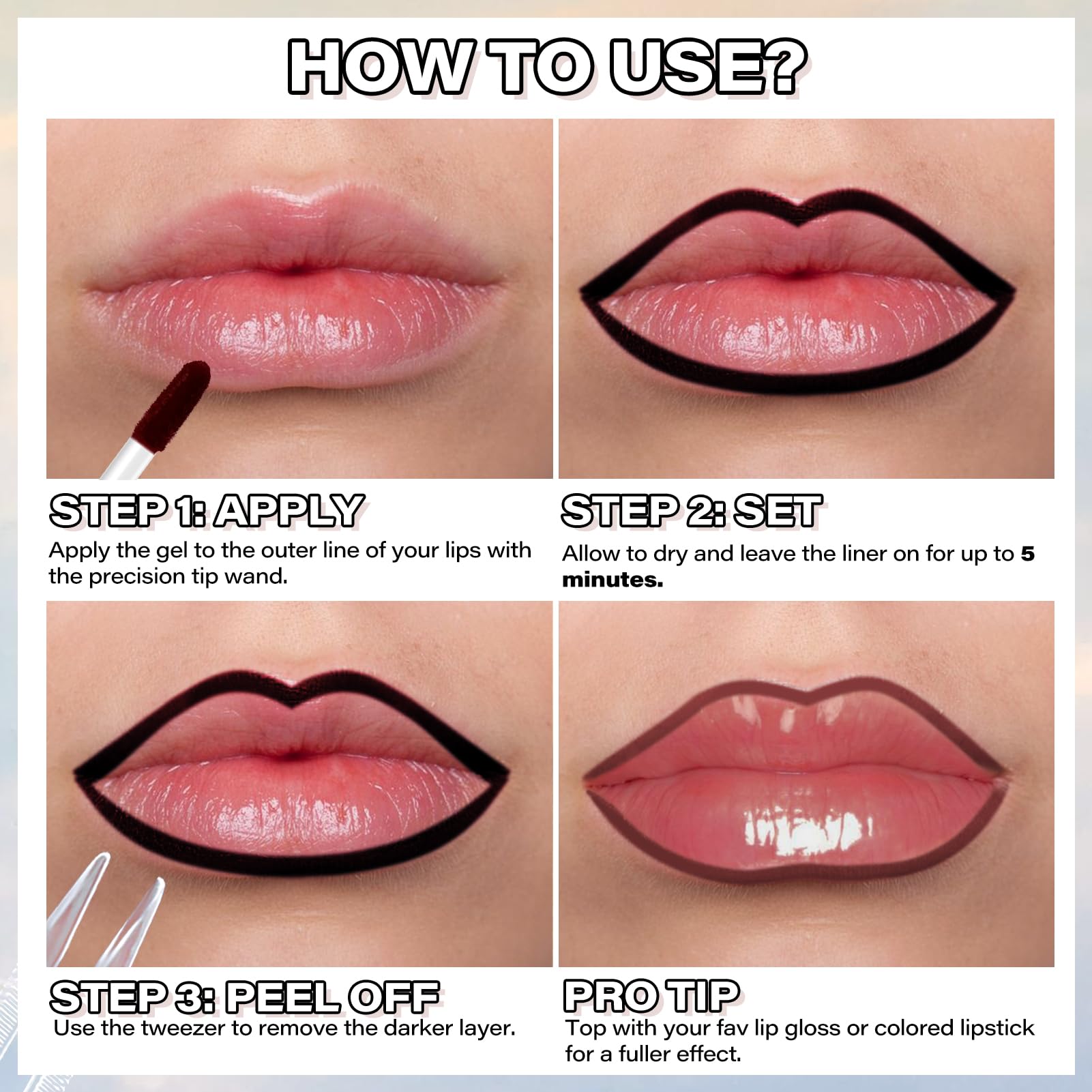 Cilrofelr labial a prueba de transferencia para mayor comodidad.