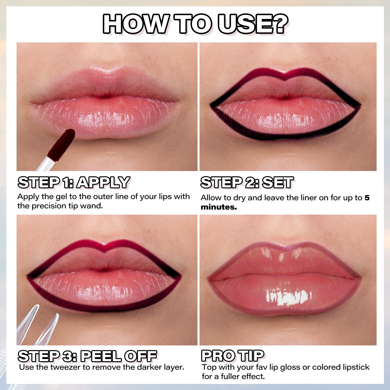 Cilrofelr sin-transfer para labios con acabado duradero durante todo el día.