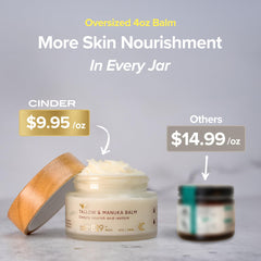 Cinder Brands fragrance-free balm on clean face for sensitive skin
