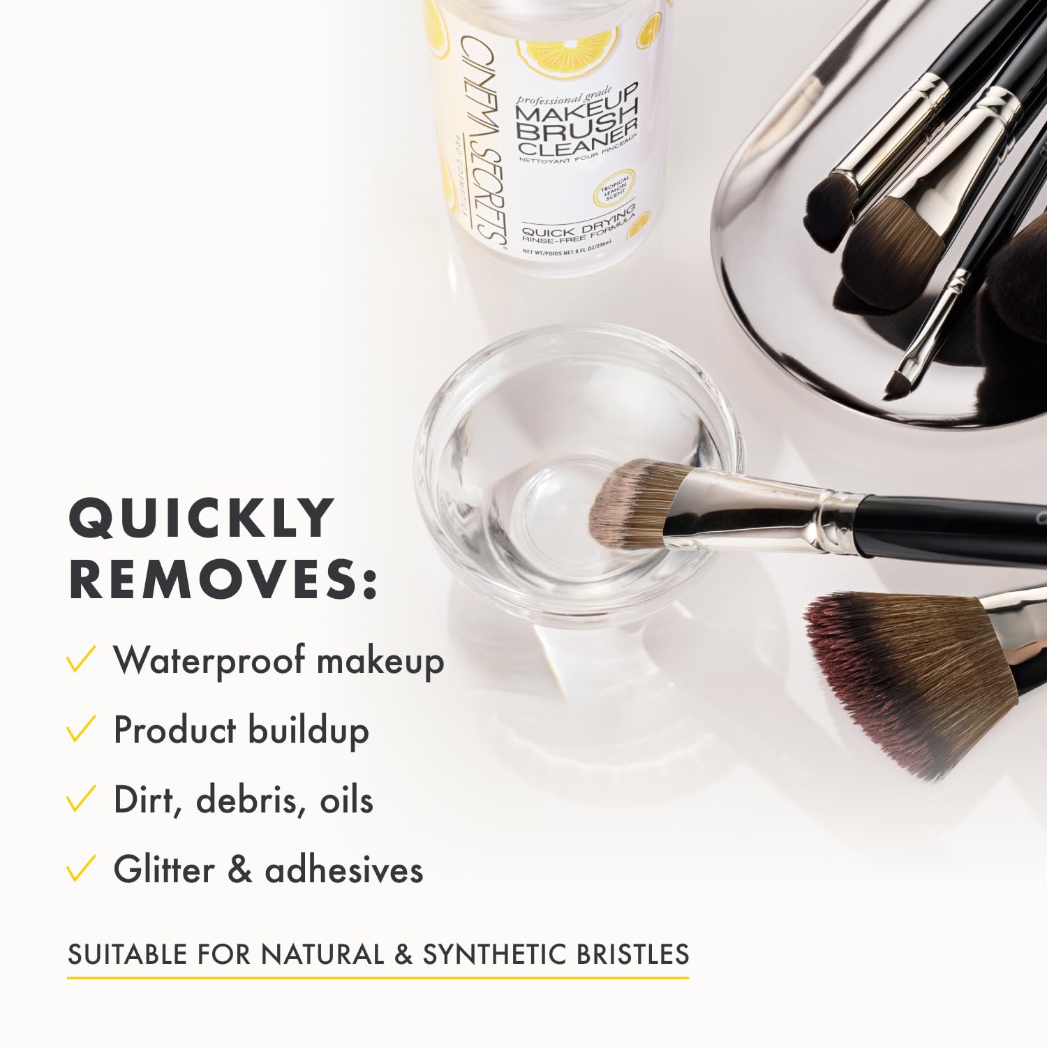 Brushes drying almost instantly on a towel after cleaning.