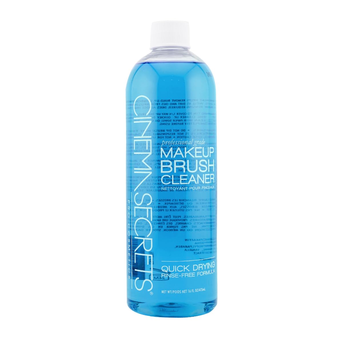 Cinema Secrets Original Blue Vanilla bottle close-up for fast rinse-free cleaning