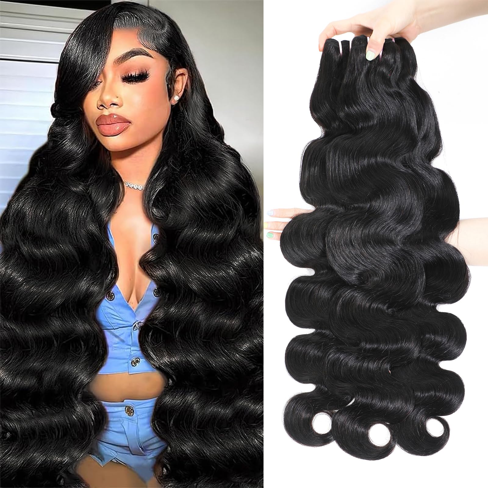 Ciracevi 14-inch body wave bundle in natural black, ready to blend
