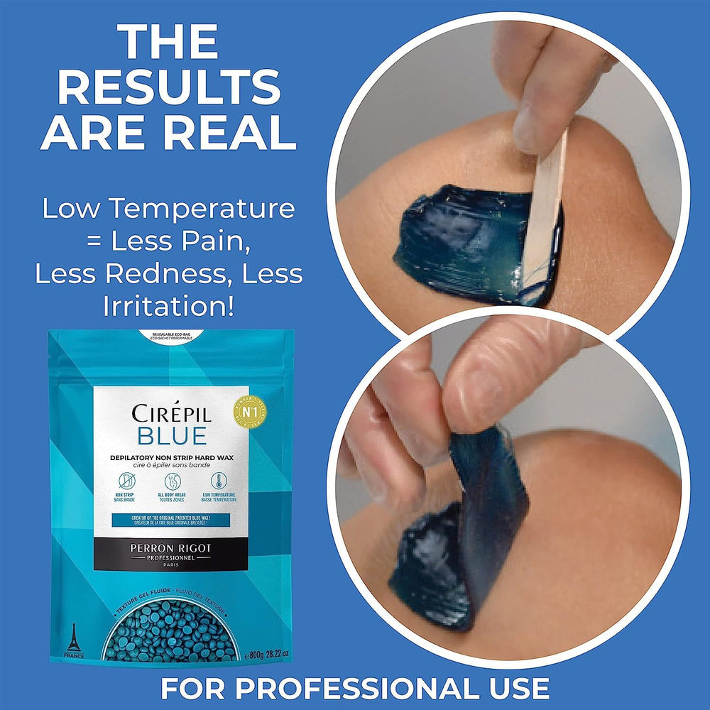 Cirepil blue wax beads ideal for bikini area waxing.
