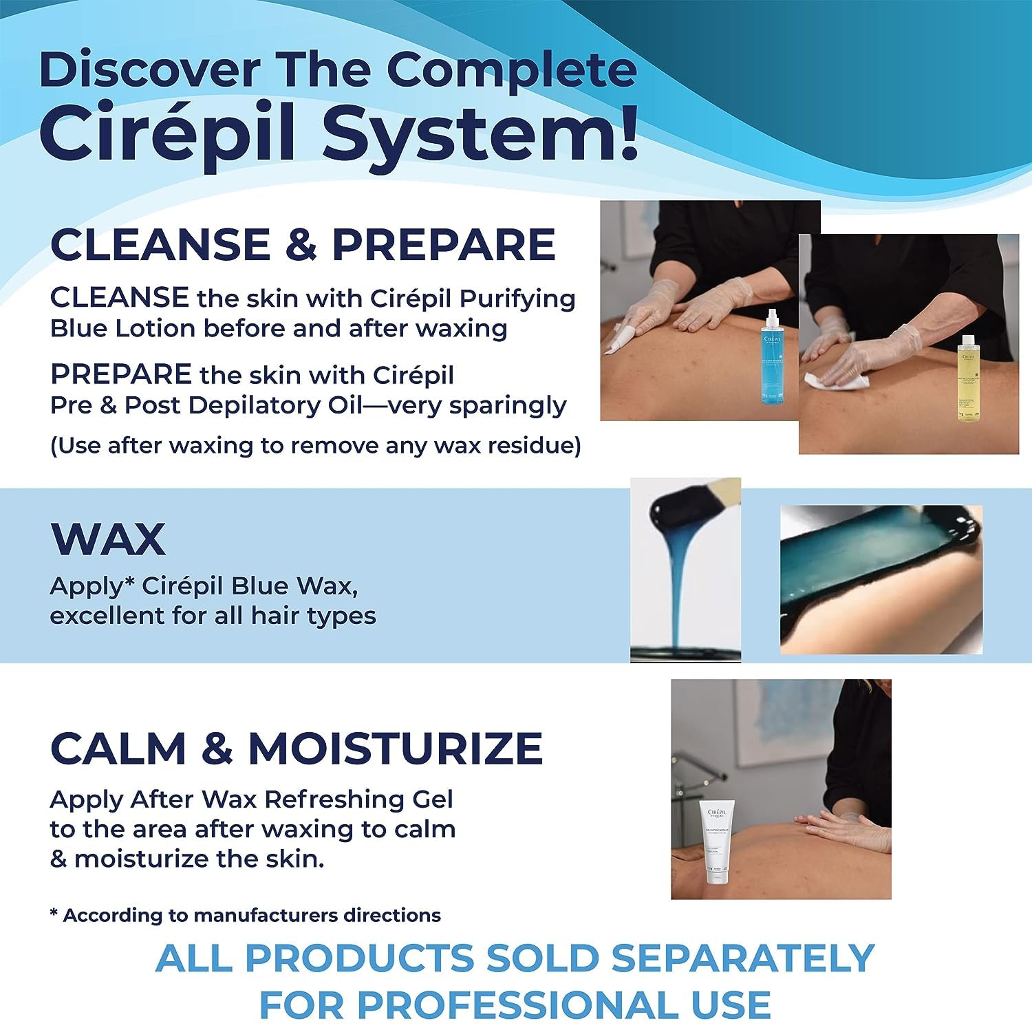 Cirepil blue wax beads designed for professional use.
