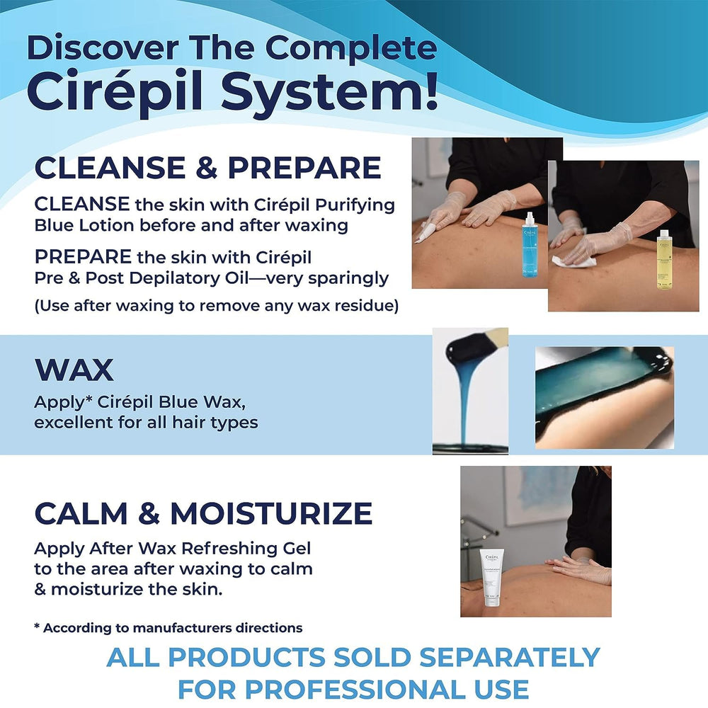 Cirepil blue wax beads designed for professional use.