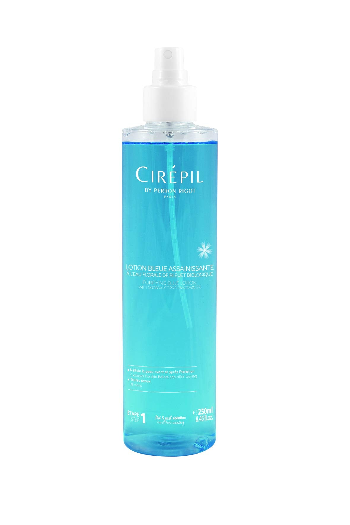 Cirepil loción azul purificante en botella con bomba purifica la piel