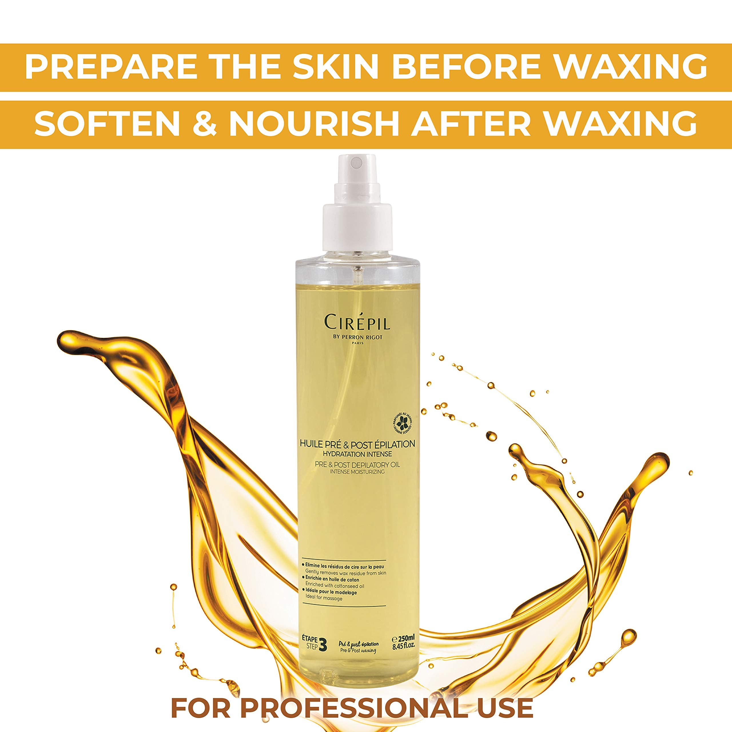 Cirepil pre-post oil dispense pump highlighting easy one-drop use.