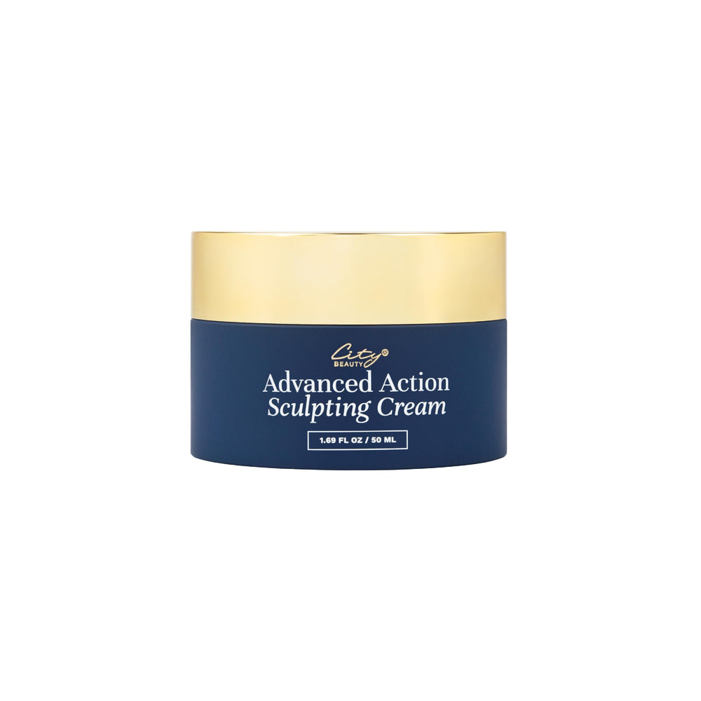 City Beauty Advanced Action Sculpting Cream on face application for firmer contour