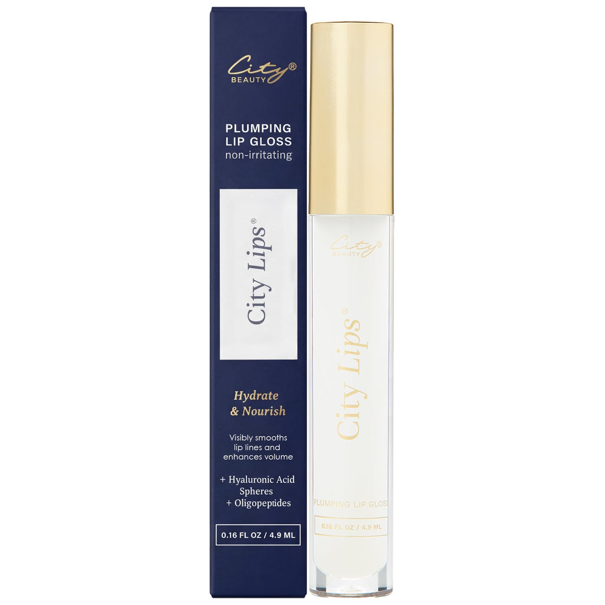 City Beauty City Lips Clear Gloss bottle adds radiant shine and hydration.